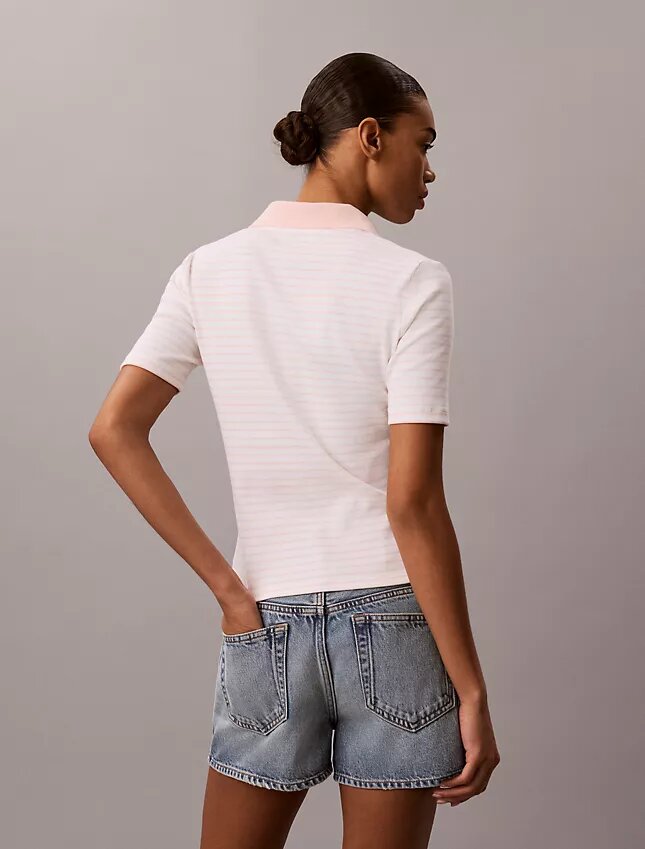 Monologo Stripe Rib Polo T-Shirt Monologo Stripe Rib Polo T-Shirt