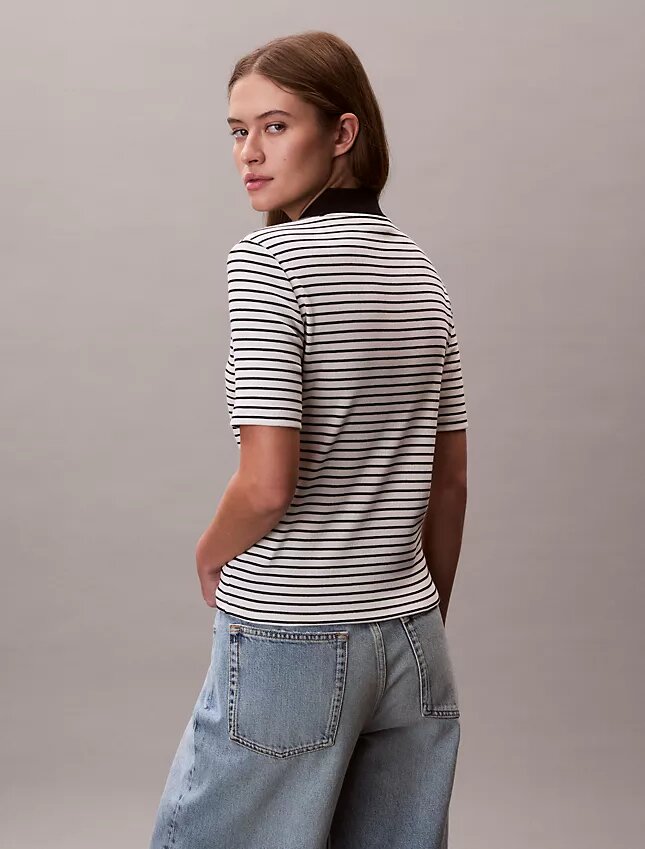 Monologo Stripe Rib Polo T-Shirt Monologo Stripe Rib Polo T-Shirt