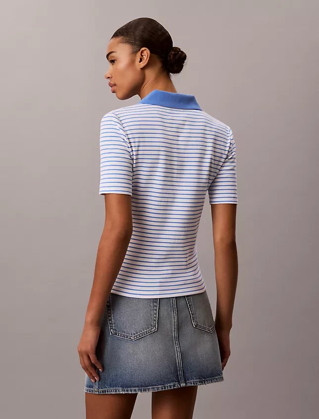Monologo Stripe Rib Polo T-Shirt Monologo Stripe Rib Polo T-Shirt