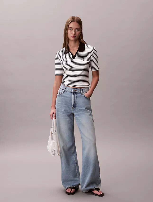 Monologo Stripe Rib Polo T-Shirt Monologo Stripe Rib Polo T-Shirt
