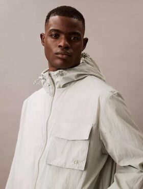 Nylon Hooded Relaxed Jacket