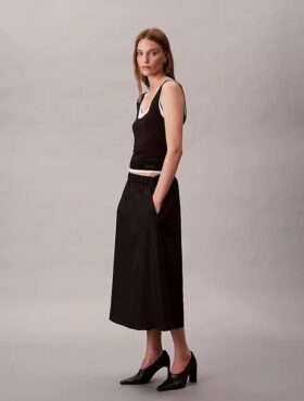 Nylon Midi Pull-On Skirt