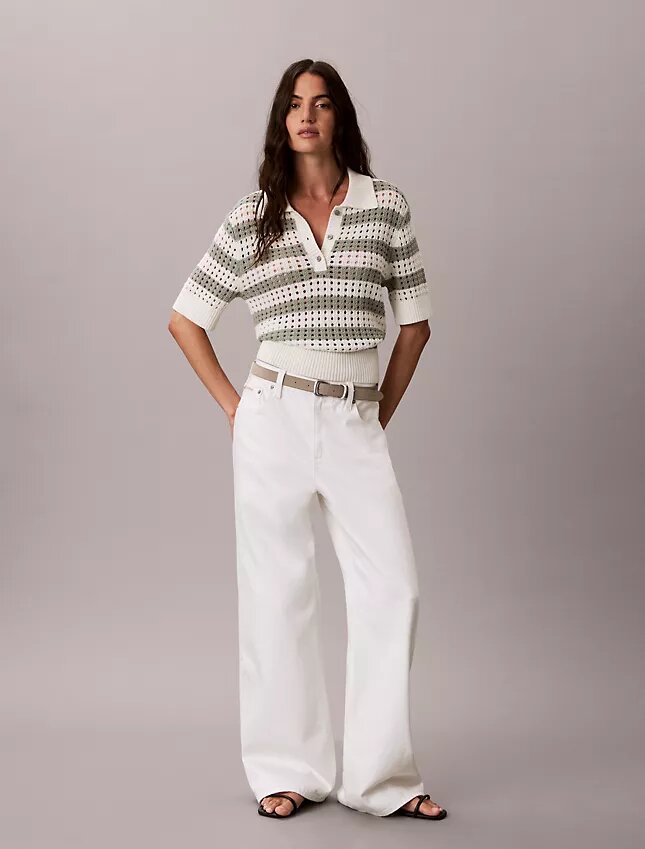 Open Stitch Sweater Polo Shirt Open Stitch Sweater Polo Shirt