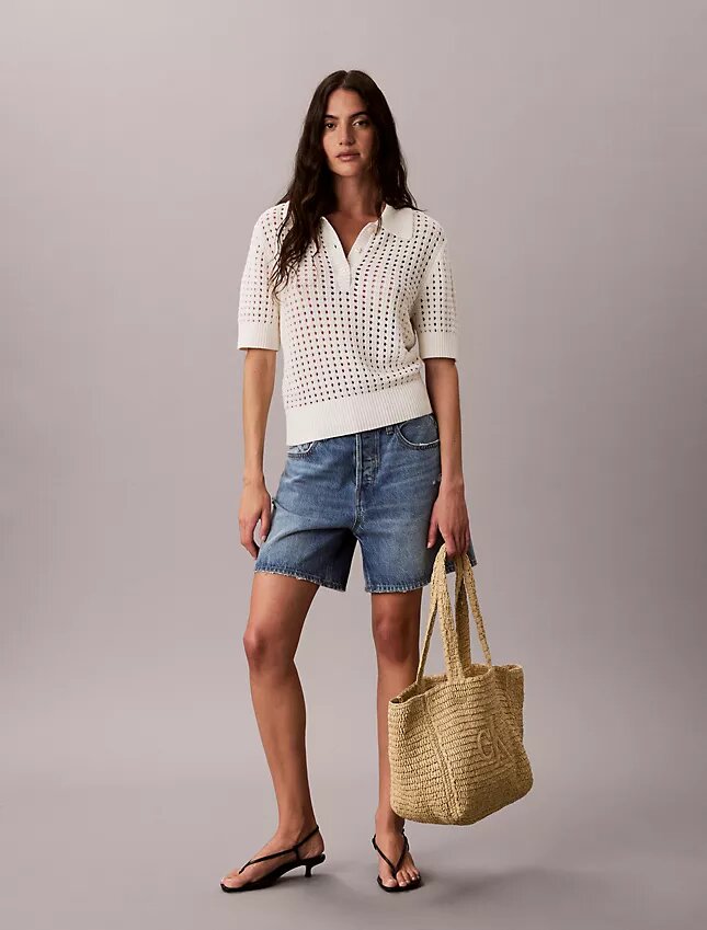 Open Stitch Sweater Polo Shirt Open Stitch Sweater Polo Shirt