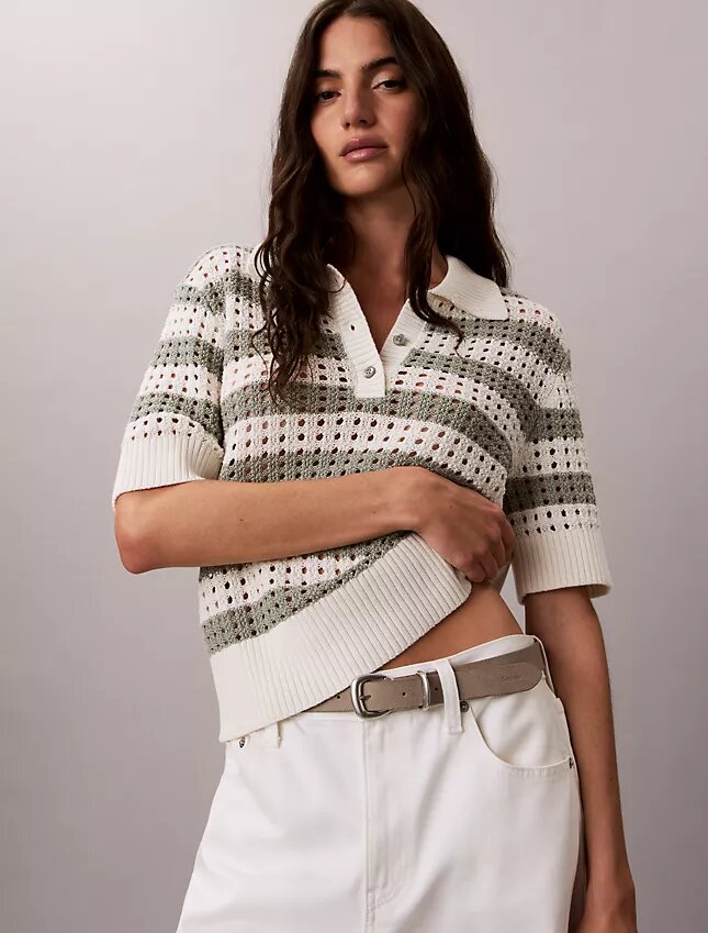 Open Stitch Sweater Polo Shirt Open Stitch Sweater Polo Shirt