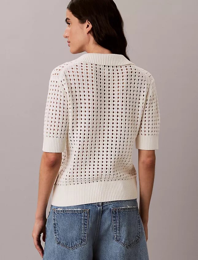 Open Stitch Sweater Polo Shirt Open Stitch Sweater Polo Shirt
