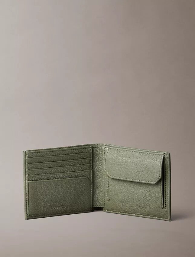 Pebble Grain Leather Bifold Wallet with Coin Pouch Pebble Grain Leather Bifold Wallet with Coin Pouch