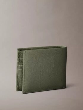 Pebble Grain Leather Trifold Wallet with Coin Pouch