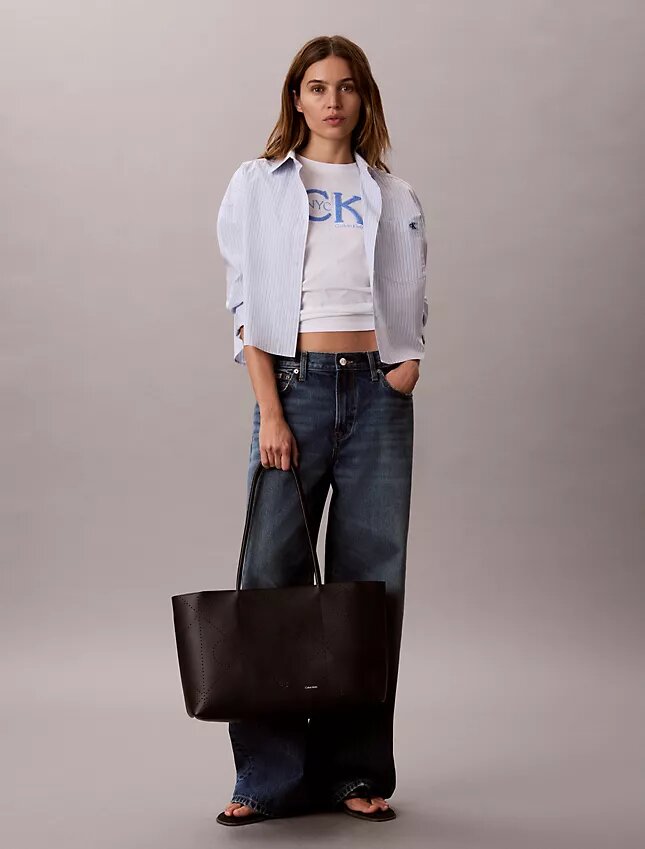 Perforated Emblem Logo Tote Bag Perforated Emblem Logo Tote Bag