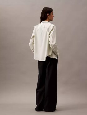 Pinstripe Crepe Wide Leg Trouser