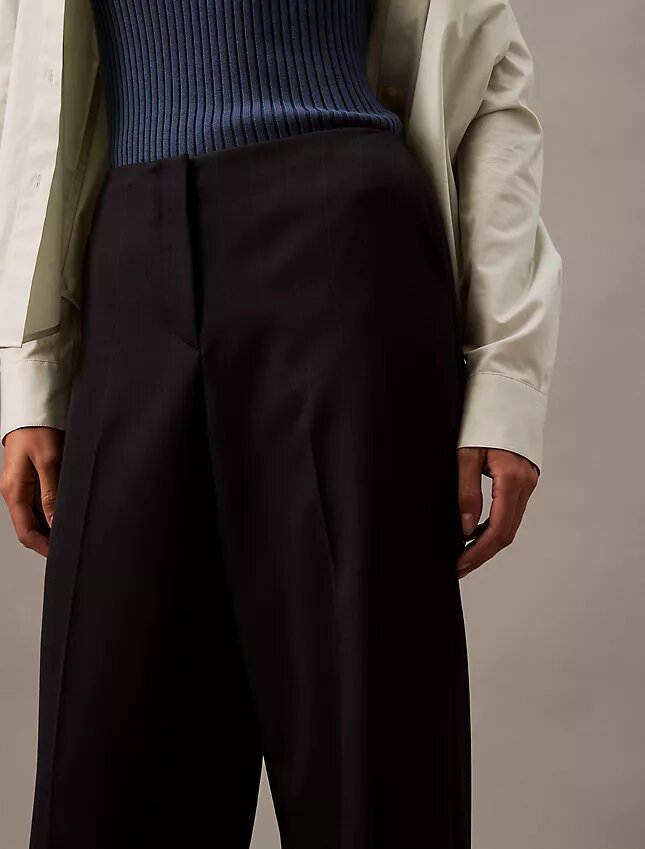 Pinstripe Crepe Wide Leg Trouser Pinstripe Crepe Wide Leg Trouser
