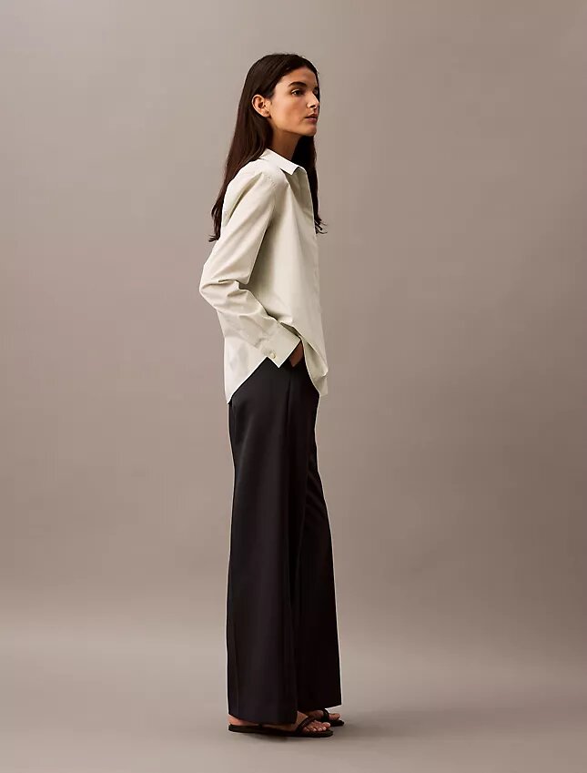 Pinstripe Crepe Wide Leg Trouser Pinstripe Crepe Wide Leg Trouser