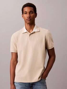 Pique Colorblock Collar Polo Shirt