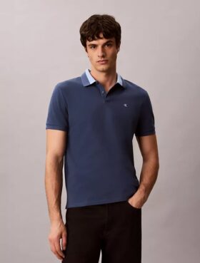 Pique Colorblock Collar Polo Shirt