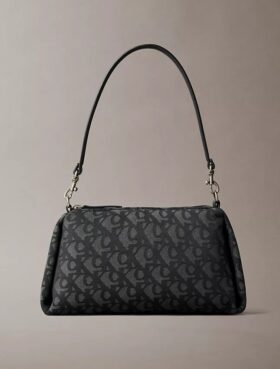 Pleat Monogram Logo Shoulder Bag