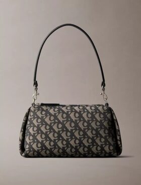 Pleat Monogram Logo Shoulder Bag