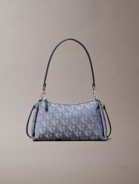 Pleat Monogram Logo Shoulder Bag