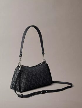 Pleat Monogram Logo Shoulder Bag