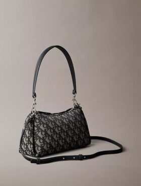 Pleat Monogram Logo Shoulder Bag