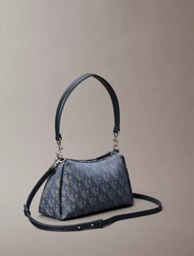 Pleat Monogram Logo Shoulder Bag