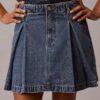 Pleated Denim Mini Skirt Pleated Denim Mini Skirt