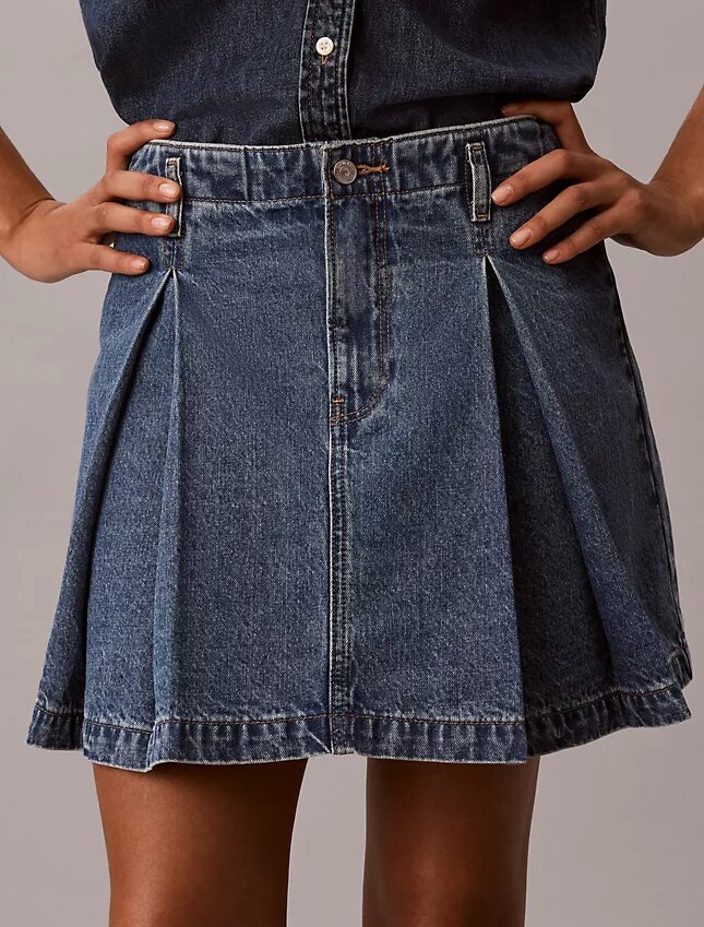 Pleated Denim Mini Skirt Pleated Denim Mini Skirt