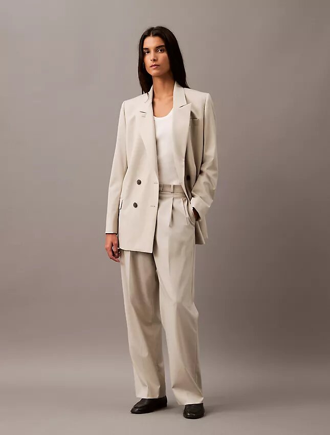Pleated Wool Gabardine Blend Trouser Pleated Wool Gabardine Blend Trouser