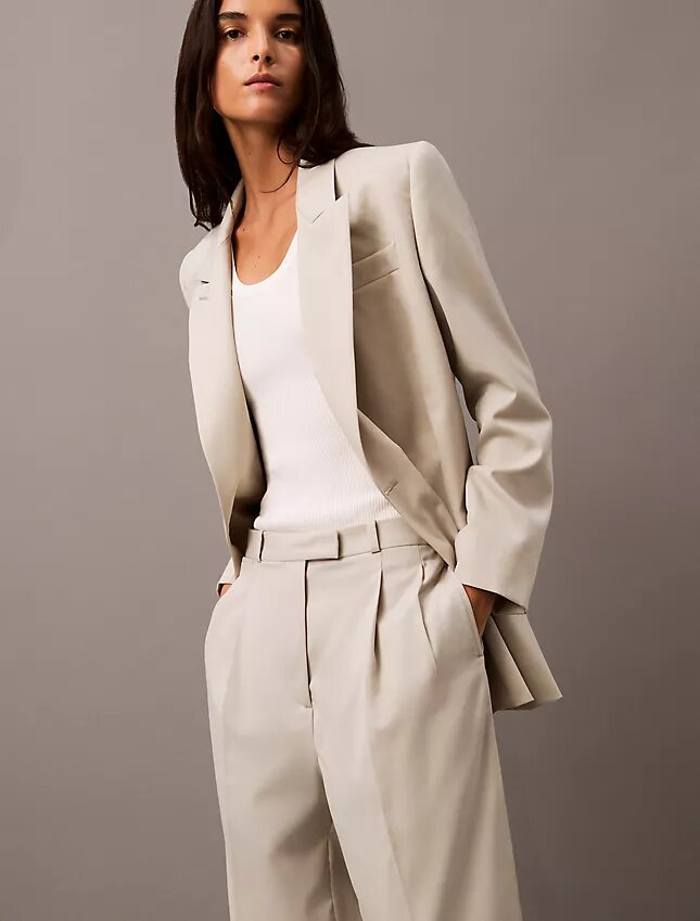 Pleated Wool Gabardine Blend Trouser Pleated Wool Gabardine Blend Trouser