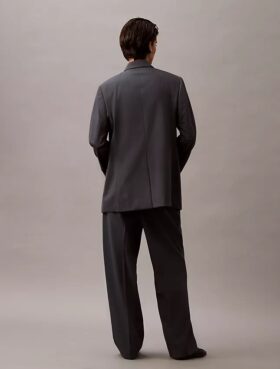 Pleated Wool Gabardine Blend Trouser
