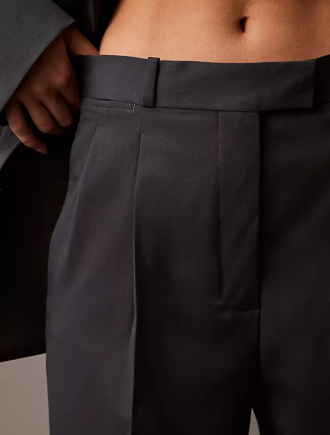 Pleated Wool Gabardine Blend Trouser Pleated Wool Gabardine Blend Trouser