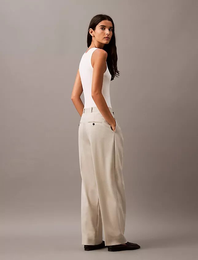 Pleated Wool Gabardine Blend Trouser Pleated Wool Gabardine Blend Trouser