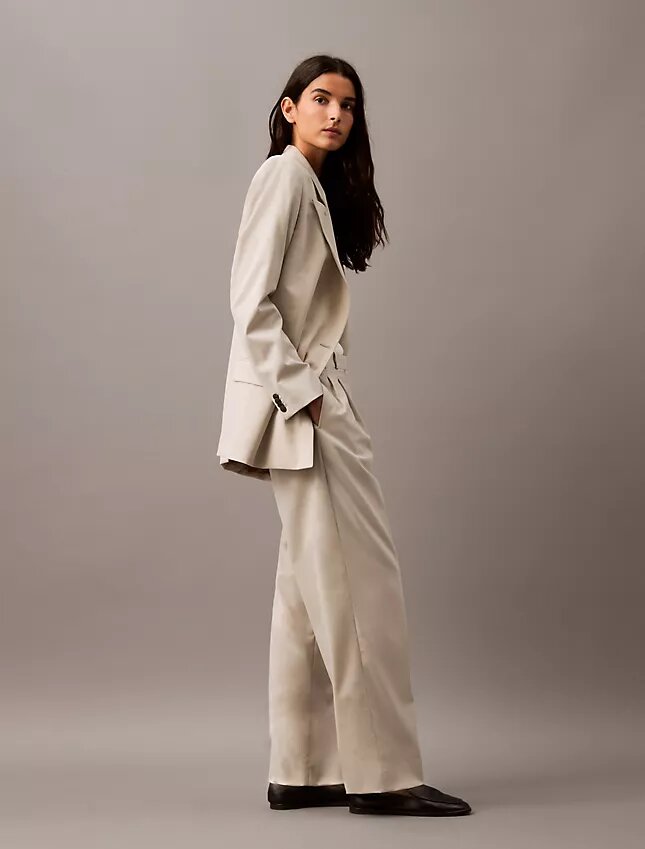 Pleated Wool Gabardine Blend Trouser Pleated Wool Gabardine Blend Trouser