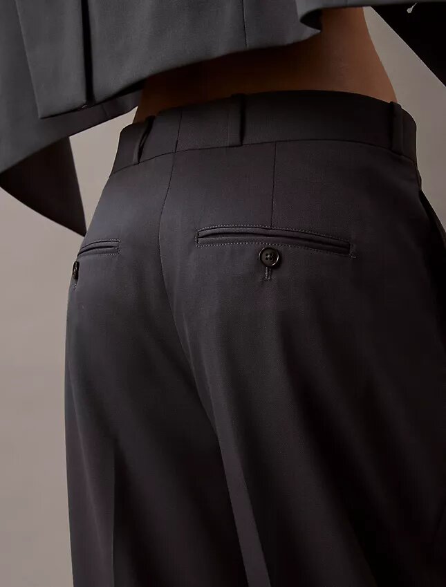 Pleated Wool Gabardine Blend Trouser Pleated Wool Gabardine Blend Trouser