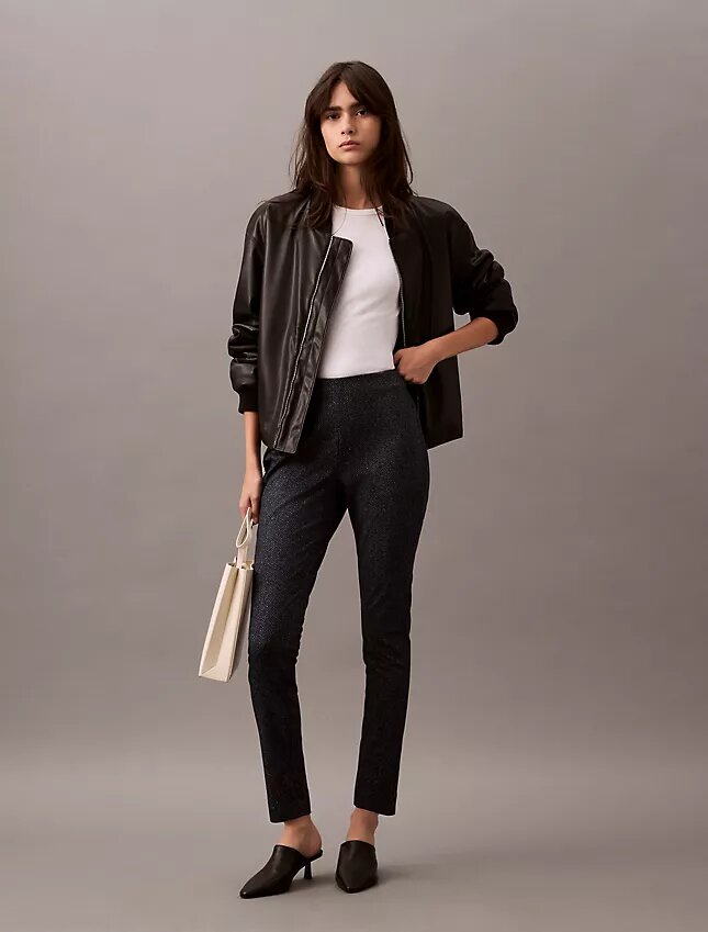 Ponte Herringbone Print Skinny Fit Pants Ponte Herringbone Print Skinny Fit Pants