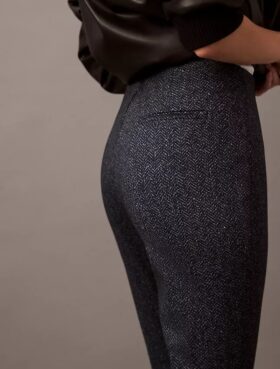 Ponte Herringbone Print Skinny Fit Pants