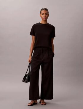 Ponte Stripe Wide Leg Pants