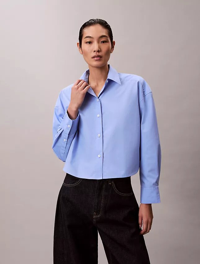 Poplin Cropped Relaxed Button-Down Shirt Poplin Cropped Relaxed Button-Down Shirt