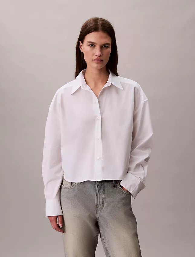 Poplin Cropped Relaxed Button-Down Shirt Poplin Cropped Relaxed Button-Down Shirt