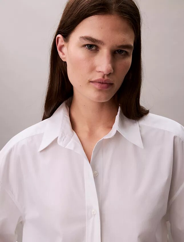 Poplin Cropped Relaxed Button-Down Shirt Poplin Cropped Relaxed Button-Down Shirt