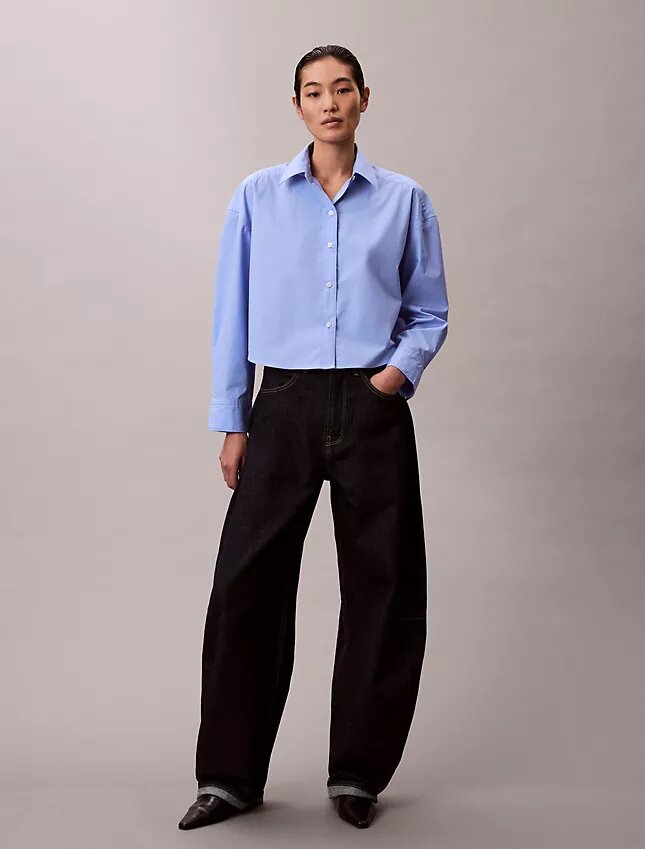 Poplin Cropped Relaxed Button-Down Shirt Poplin Cropped Relaxed Button-Down Shirt