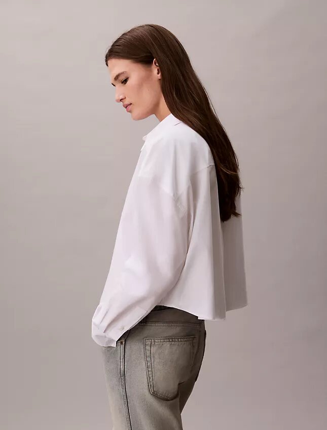 Poplin Cropped Relaxed Button-Down Shirt Poplin Cropped Relaxed Button-Down Shirt