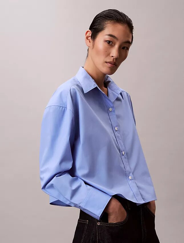 Poplin Cropped Relaxed Button-Down Shirt Poplin Cropped Relaxed Button-Down Shirt