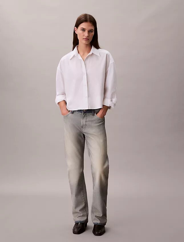 Poplin Cropped Relaxed Button-Down Shirt Poplin Cropped Relaxed Button-Down Shirt