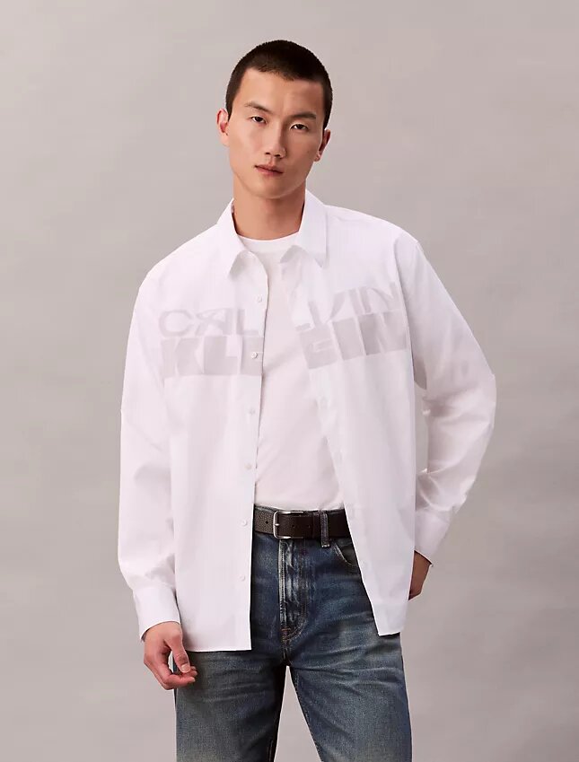 Poplin Logo Graphic Relaxed Button-Down Shirt Poplin Logo Graphic Relaxed Button-Down Shirt