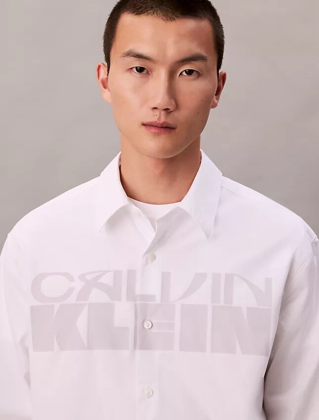Poplin Logo Graphic Relaxed Button-Down Shirt Poplin Logo Graphic Relaxed Button-Down Shirt