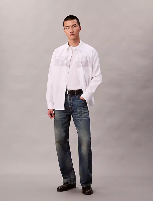 Poplin Logo Graphic Relaxed Button-Down Shirt Poplin Logo Graphic Relaxed Button-Down Shirt