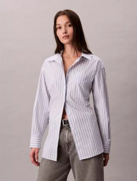 Poplin Striped Relaxed Button-Down Shirt
