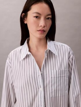 Poplin Striped Relaxed Button-Down Shirt