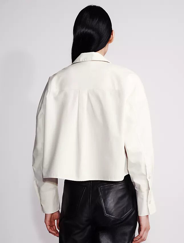 Poplin Woven Cropped Button-Down Shirt Poplin Woven Cropped Button-Down Shirt