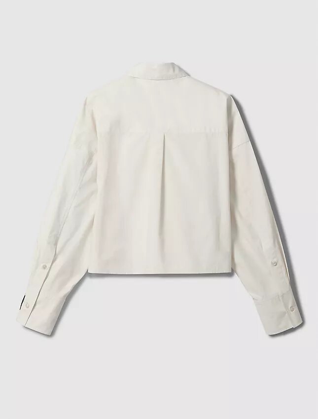 Poplin Woven Cropped Button-Down Shirt Poplin Woven Cropped Button-Down Shirt